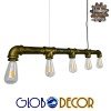 GLOBOSTAR® CANAL 01669 Vintage Κρεμαστό Φωτιστικό Οροφής με Ντουί 5 x E27 AC 220-240V IP20 - Μπρούτζινο - Μ92 x Π5 x Y8cm