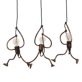 GLOBOSTAR® LITTLE MAN 00979 Μοντέρνο Κρεμαστό Φωτιστικό Οροφής με Ντουί 3 x E27 AC 220-240V IP20 - Χάλκινο - Μ70 x Π10 x Υ105cm