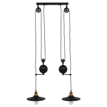 GLOBOSTAR® CARILO 01550 Vintage Κρεμαστό Φωτιστικό Οροφής με Ντουί 2 x E27 AC 220-240V IP20 - Μαύρο & Χρυσό - Μ72 x Π26 x Υ120cm