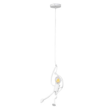 GLOBOSTAR® LITTLE MAN 01651 Μοντέρνο Κρεμαστό Φωτιστικό Οροφής με Ντουί 1 x E27 AC 220-240V IP20 - Λευκό - Μ20 x Π20 x Υ40cm