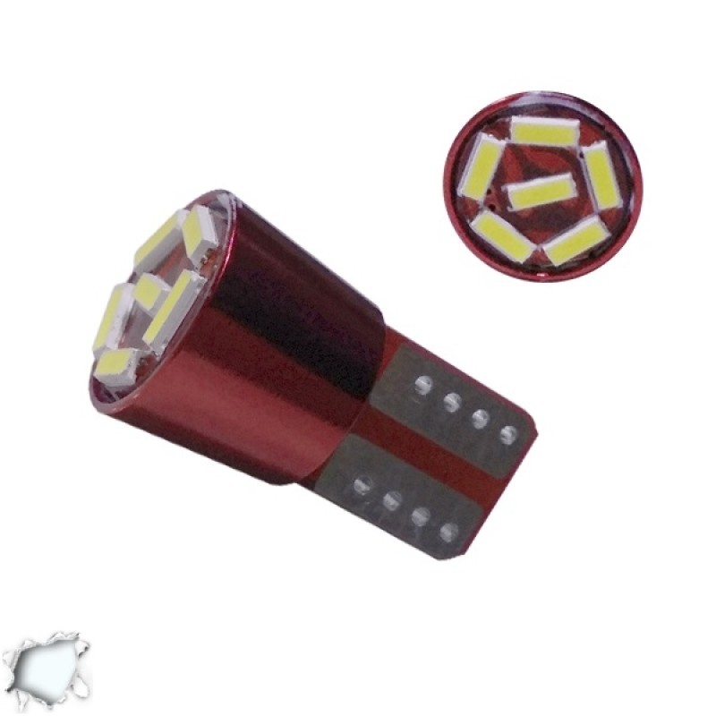 GLOBOSTAR® W5W-T10 81107 Λάμπα W5W T10 CANbus LED 1.6W 60lm 120° DC 12V IP20 Ψυχρό Λευκό 6000K - 6 x Epistar SMD4014 Chip - Μ1 x Π1 x Υ2.7cm - 1 Χρόνο Εγγύηση