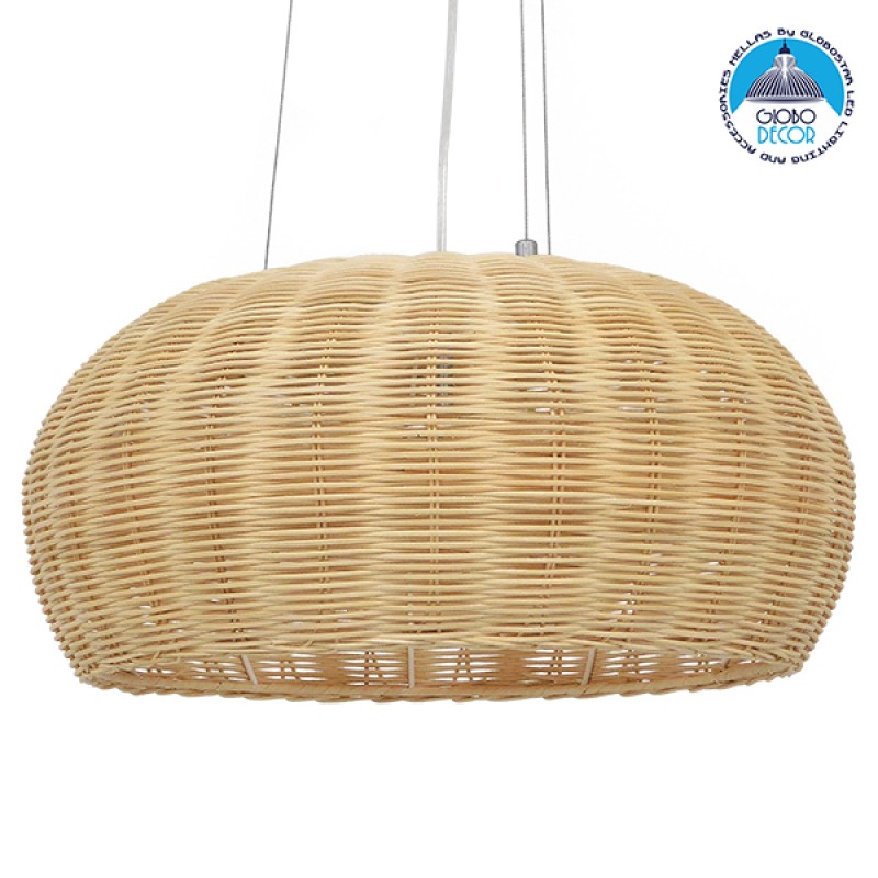 GLOBOSTAR® DE LA MER 01624 Boho Κρεμαστό Φωτιστικό Οροφής με Ντουί 3 x E27 AC 220-240V IP20 - Μπεζ - Μ45 x Π45 x Υ24cm