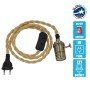 GLOBOSTAR® WHIP 91041 Μοντέρνο DIY Φωτιστικό με Πλεκτό Καλώδιο, Ντουί 1 x E27, Διακόπτη On/Off & Πρίζα AC 220-240V IP20 - Μπεζ & Μπρούτζινο - Μ150 x Π5.8 x Υ5.8cm