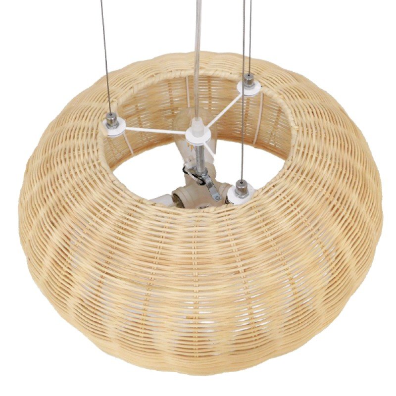 GLOBOSTAR® DE LA MER 01624 Boho Κρεμαστό Φωτιστικό Οροφής με Ντουί 3 x E27 AC 220-240V IP20 - Μπεζ - Μ45 x Π45 x Υ24cm