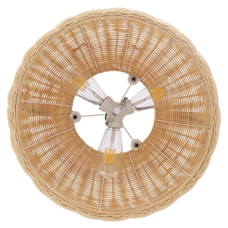 GLOBOSTAR® DE LA MER 01624 Boho Κρεμαστό Φωτιστικό Οροφής με Ντουί 3 x E27 AC 220-240V IP20 - Μπεζ - Μ45 x Π45 x Υ24cm