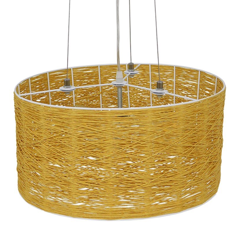 GLOBOSTAR® INCASS 01630 Vintage Κρεμαστό Φωτιστικό Οροφής με Ντουί 3 x E27 AC 220-240V IP20 - Μπεζ - Μ40 x Π40 x Υ22cm