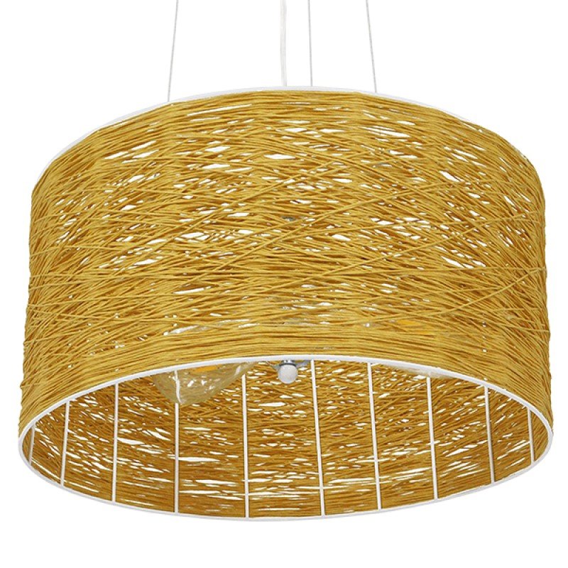 GLOBOSTAR® INCASS 01630 Vintage Κρεμαστό Φωτιστικό Οροφής με Ντουί 3 x E27 AC 220-240V IP20 - Μπεζ - Μ40 x Π40 x Υ22cm