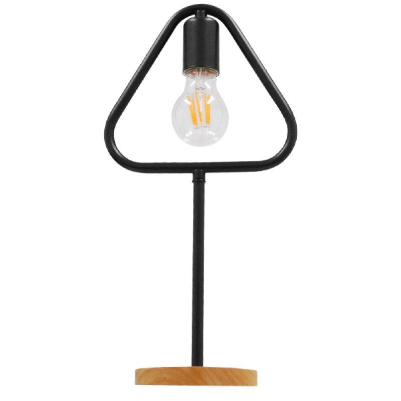 GLOBOSTAR® HONOR TRIANGLE 01436 Μοντέρνο Επιτραπέζιο Φωτιστικό Πορτατίφ με Ντουί 1 x E27 AC 220-240V IP20 - Μαύρο & Μπεζ - M20 x Π20 x Υ40cm