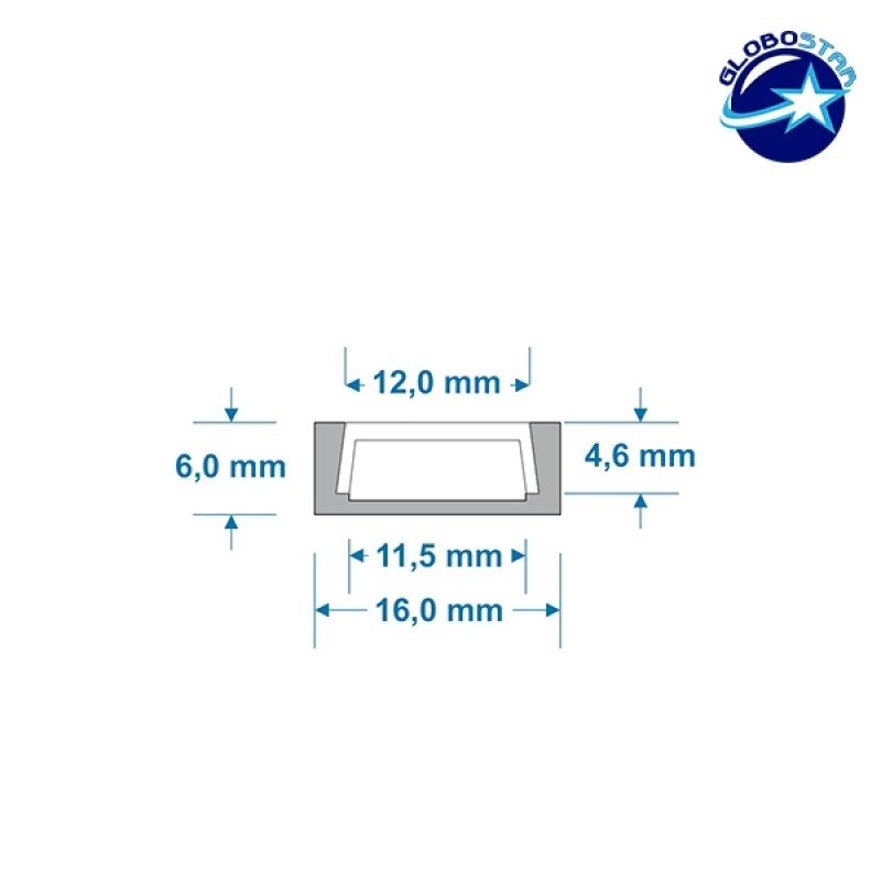 GLOBOSTAR® ALP-LINEAR ALPINA 70801-1M Επιφανειακό Προφίλ Αλουμινίου με Λευκό Γαλακτερό Συρόμενο Κάλυμμα για Ταινίες LED IP20 - Ασημί & Λευκό - Μ100 x Π1.6 x Υ0.6cm