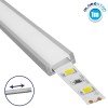 GLOBOSTAR® ALP-LINEAR ALPINA 70801-1M Επιφανειακό Προφίλ Αλουμινίου με Λευκό Γαλακτερό Συρόμενο Κάλυμμα για Ταινίες LED IP20 - Ασημί & Λευκό - Μ100 x Π1.6 x Υ0.6cm