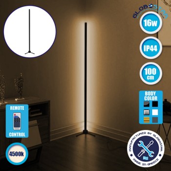 Μοντέρνο Minimal Επιδαπέδιο Μαύρο Φωτιστικό 100cm LED 16 Watt με Ασύρματο Χειριστήριο RF & Dimmer Φυσικό Λευκό 4500k GloboStar ALIEN Design GLOBO-100-2