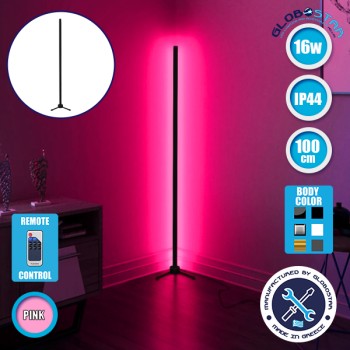 Μοντέρνο Minimal Επιδαπέδιο Μαύρο Φωτιστικό 100cm LED 16 Watt με Ασύρματο Χειριστήριο RF & Dimmer Ροζ GloboStar ALIEN Design GLOBO-100-7
