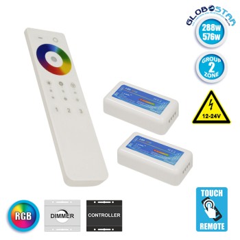 Ασύρματος LED RGB Controller με Χειριστήριο Αφής 2.4G RF για Δυο Group 12v (288w) - 24v (576w) DC GloboStar 04142 Ασύρματος LED RGB Controller με Χειριστήριο Αφής 2.4G RF για Δυο Group 12v (288w) - 24v (576w) DC GloboStar 04142