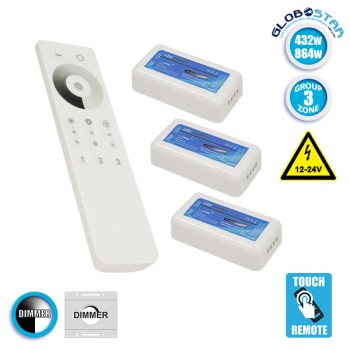 Ασύρματο LED Dimmer με Χειριστήριο Αφής 2.4G RF για Τρία Groups 12v (432w) - 24v (864w) DC GloboStar 04238 Ασύρματο LED Dimmer με Χειριστήριο Αφής 2.4G RF για Τρία Groups 12v (432w) - 24v (864w) DC GloboStar 04238