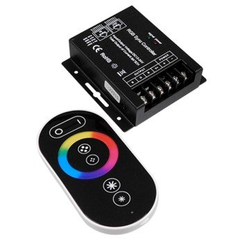 GLOBOSTAR® RGBCONTROLLER 73410 Dimmer / Controller με RF Ασύρματο Χειριστήριο με 3 x 8A 192W Κανάλια DC 12-24V 24A 576W Max IP20 - RF2.4Ghz SYNC - Μ9 x Π9 x Υ2.5cm - 2 Χρόνια Εγγύηση