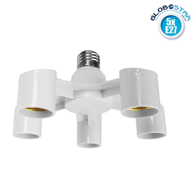 GLOBOSTAR® ADAPTOR 78979 Αντάπτορας/Μετατροπέας από Ντουί E27 σε 5 x E27 IP20 - Μ18 x Π18 x Υ10cm