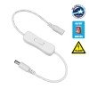 GLOBOSTAR® STRIPDC 73301 Ταχυσύνδεσμος DC Jack 5.5x2.1mm Θηλυκός σε Αρσενικό με Διακόπτη On/Off IP20 - Λευκό - Μ35 x Π1.9 x Υ1.5cm