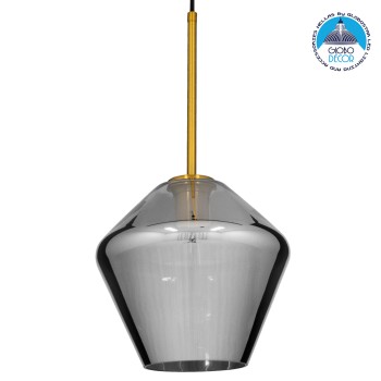 GLOBOSTAR® AMARIS 00872 Μοντέρνο Κρεμαστό Φωτιστικό Οροφής με Ντουί 1 x E27 AC 220-240V IP20 - Χρυσό & Μαύρο Φιμέ - Μ22 x Π22 x Y22cm