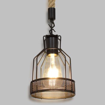 GLOBOSTAR® MASON 00881 Vintage Κρεμαστό Φωτιστικό Οροφής με Ντουί 1 x E27 AC 220-240V IP20 - Μαύρο & Μπεζ - Μ15 x Π15 x Υ24cm