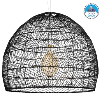 GLOBOSTAR® MALIBU 00966 Boho Κρεμαστό Φωτιστικό Οροφής με Ντουί 1 x E27 AC 220-240V IP20 - Μαύρο - Μ100 x Π100 x Y86cm