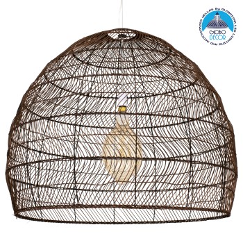 GLOBOSTAR® MALIBU 00967 Boho Κρεμαστό Φωτιστικό Οροφής με Ντουί 1 x E27 AC 220-240V IP20 - Καφέ - Μ100 x Π100 x Y86cm