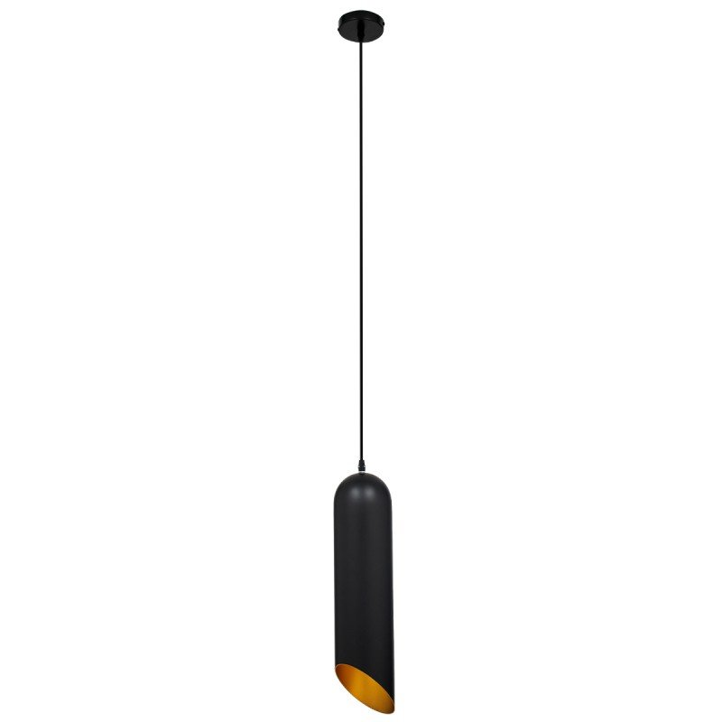 GLOBOSTAR® CARSON 01528 Μοντέρνο Κρεμαστό Φωτιστικό Οροφής με Ντουί 1 x E27 AC 220-240V IP20 - Μαύρο & Χρυσό - Μ12 x Π12 x Υ52cm