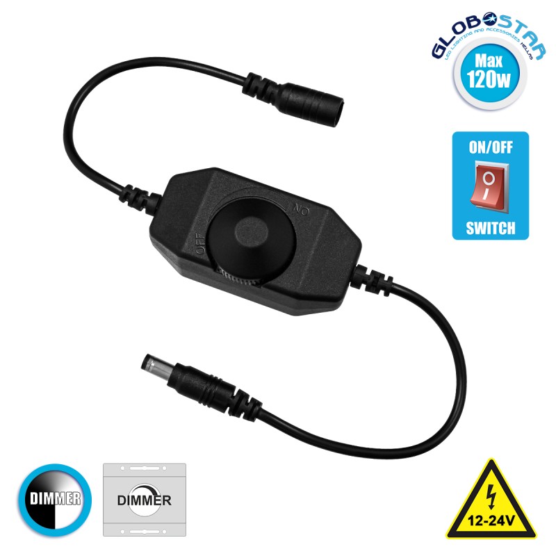 GLOBOSTAR® DIMMERANO 73306 Διακόπτης On/Off & Dimming με 1 x 5A 120W Κανάλι DC 12-24V 5A 120W Max IP20 - Μαύρο - Μ6.5 x Π3 x Υ3cm - 2 Χρόνια Εγγύηση GLOBOSTAR® DIMMERANO 73306 Διακόπτης On/Off & Dimming με 1 x 5A 120W Κανάλι DC 12-24V 5A 120W Max IP20 - Μαύρο - Μ6.5 x Π3 x Υ3cm - 2 Χρόνια Εγγύηση