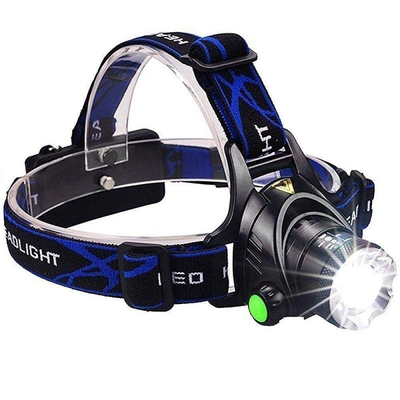 GloboStar® 79055 Φακός Κεφαλής Επαναφορτιζόμενος LED CREE XML2-T6 Chip 10 Watt 800lm με 2 x 18650 Μπαταρίες 5200mAh - Ψυχρό Λευκό 6000K - Μ8.5 x Π6.5 x Υ7cm