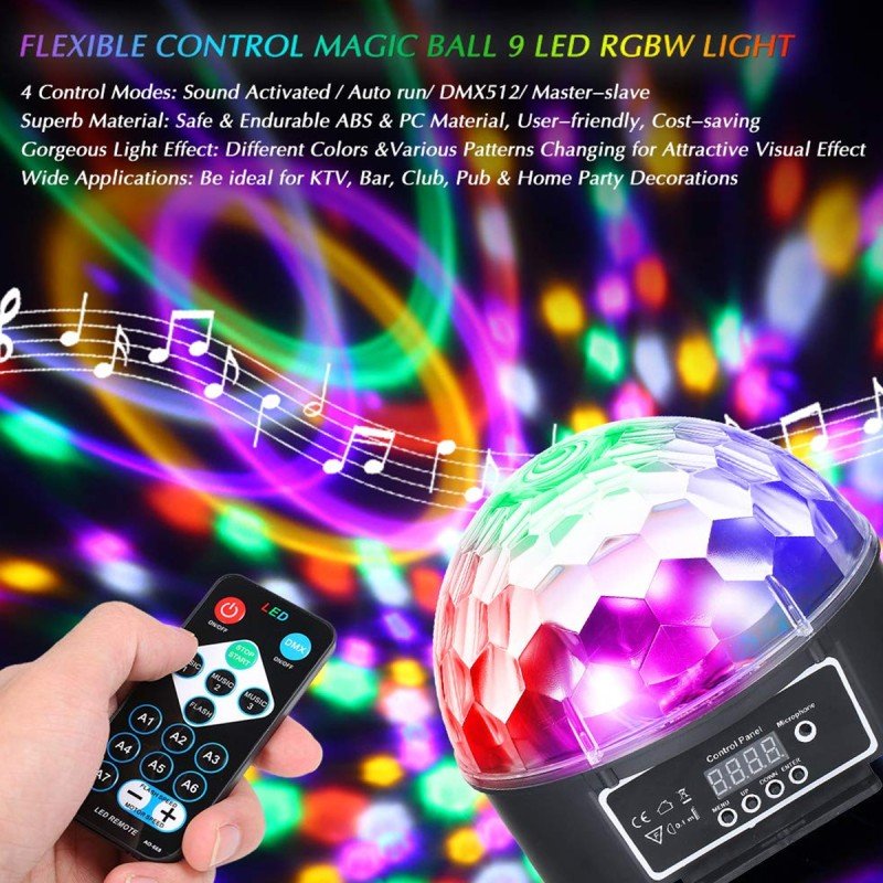 GLOBOSTAR® DISCOBALL 79602 Disco Μπάλα Φωτορυθμικό με RF Ασύρματο Χειριστήριο LED 20W 1000lm 180° AC 220-240V IP20 Πολύχρωμο RGB DMX512- Μ17 x Π17 x Υ15cm - 2 Χρόνια Εγγύηση