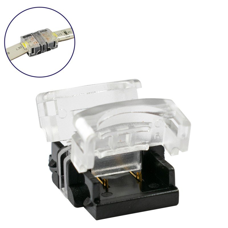 GLOBOSTAR® STRIPCON 70719 Ταχυσύνδεσμος για Μονόχρωμη Ταινία LED 10mm σε 10mm Αδιάβροχο IP65 - Διάφανο - Μ1.5 x Π1.9 x Υ0.8cm