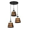 GLOBOSTAR® CEBU 00888 Vintage Κρεμαστό Φωτιστικό Οροφής με Ντουί 3 x E27 AC 220-240V IP20 - Καφέ & Μαύρο - Μ40 x Π40 x Y210cm