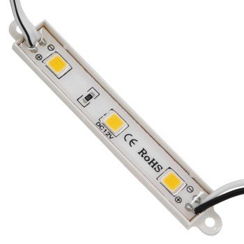 GLOBOSTAR® MODULARI 73702 Module LED 0.8W 70lm 120° DC 12V Αδιάβροχο IP66 3 x SMD5050 Chip Θερμό Λευκό 2700K Dimmable - Μ8.7 x Π1.3 x Υ0.5cm - Πακέτο 20 Τεμαχίων - 3 Χρόνια Εγγύηση