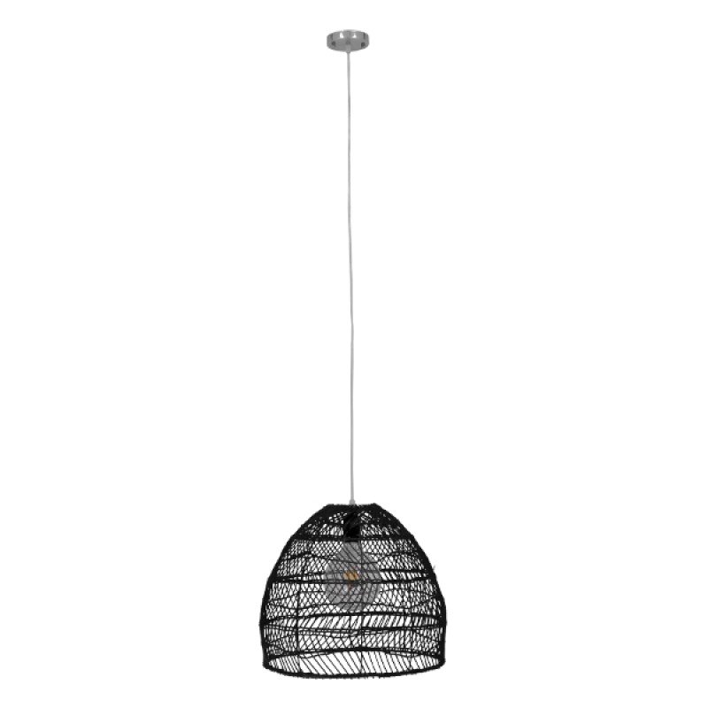 GLOBOSTAR® MALIBU 00969 Boho Κρεμαστό Φωτιστικό Οροφής με Ντουί 1 x E27 AC 220-240V IP20 - Μαύρο - Μ40 x Π40 x Υ35cm