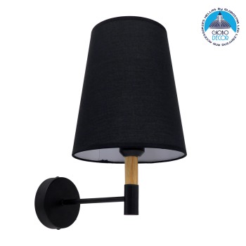 GLOBOSTAR® LYDFORD 01432 Μοντέρνο Φωτιστικό Τοίχου - Απλίκα με Ντουί 1 x E27 AC 220-240V IP20 - Μαύρο & Μπεζ - Μ20 x Π28 x Υ36cm
