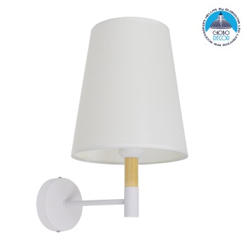 GLOBOSTAR® LYDFORD 01433 Μοντέρνο Φωτιστικό Τοίχου - Απλίκα με Ντουί 1 x E27 AC 220-240V IP20 - Λευκό & Μπέζ - Μ20 x Π28 x Υ36cm