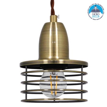GLOBOSTAR® MANHATTAN 01455 Μοντέρνο Κρεμαστό Φωτιστικό Οροφής με Ντουί 1 x E27 AC 220-240V IP20 - Μπρούτζινο - Μ11 x Π11 x Υ14cm