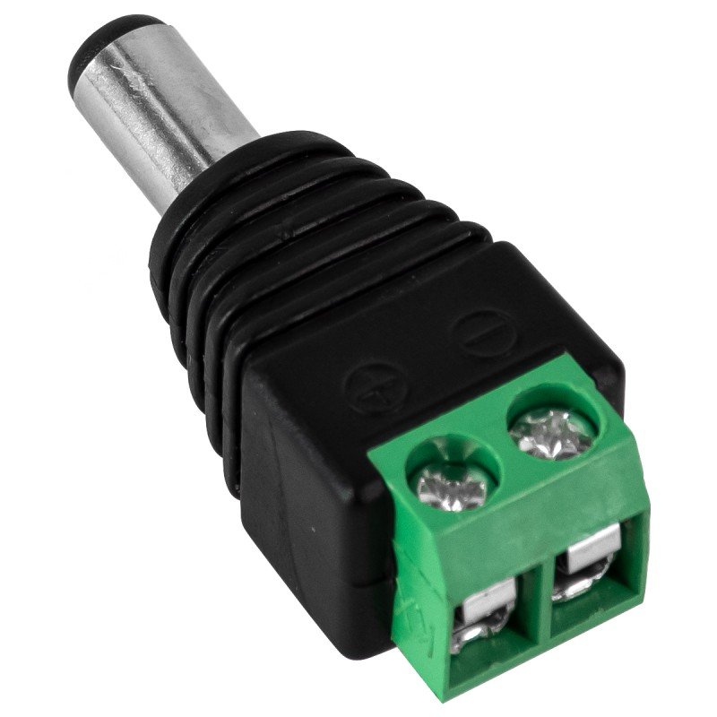 GLOBOSTAR® STRIPDC 70702 Ταχυσύνδεσμος DC Jack 5.5x2.1mm Αρσενικός σε Κλέμα IP20 - Μαύρο - Μ3.7 x Π1.4 x Υ1.2cm