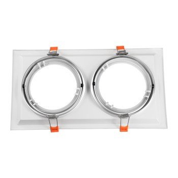 GLOBOSTAR® VITA 77854 Χωνευτή Κινούμενη Βάση για 2 x Σποτ AR111 για Ντουί GU10/GU5.3 IP20 - Λευκό - Μ33.5 x Π18 x Υ5.5cm / Q32.5 x 17cm