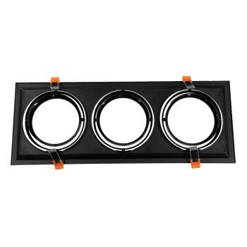 GLOBOSTAR® VITA 77857 Χωνευτή Κινούμενη Βάση για 3 x Σποτ AR111 για Ντουί GU10/GU5.3 IP20 - Μαύρο Ματ - Μ48.7 x Π18 x Υ5.5cm / Q47.5 x 17cm