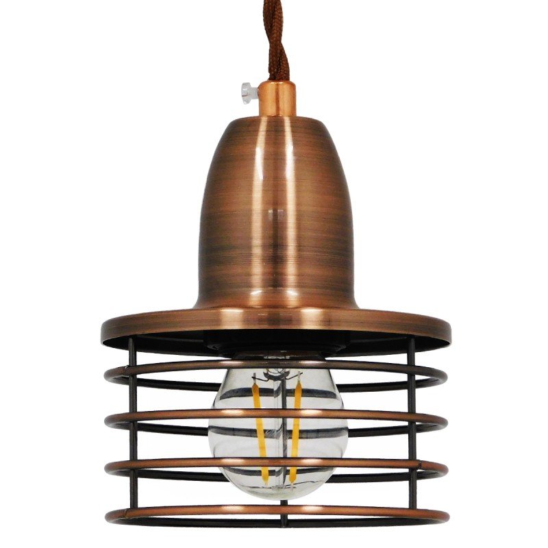 GLOBOSTAR® MANHATTAN 01453 Μοντέρνο Κρεμαστό Φωτιστικό Οροφής με Ντουί 1 x E27 AC 220-240V IP20 - Χάλκινο - Μ11 x Π11 x Υ14cm