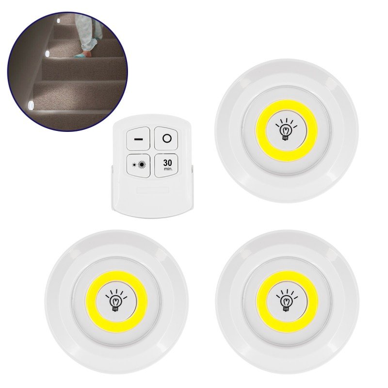 GLOBOSTAR® NEONSIGN 79044 Διακοσμητικό Φωτιστικό Τοίχου Νυκτός με RF Ασύρματο Χειριστήριο LED 6W 600lm 120° DC 3.6V με 11xAAA Μπαταρίες IP20 Ψυχρό Λευκό 6000K Dimmable - Μ9 x Π2.3 x Υ9cm - Πακέτο 3 Τεμαχίων - 2 Χρόνια Εγγύηση