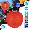 GloboStar® 71592 Αυτόνομο Ηλιακό Φωτιστικό Υφασμάτινη Κόκκινη Μπάλα Φ30cm LED SMD 1W 100lm με Ενσωματωμένη Μπαταρία 1200mAh - Φωτοβολταϊκό Πάνελ με Αισθητήρα Ημέρας-Νύχτας Αδιάβροχο IP65 Ψυχρό Λευκό 6000K