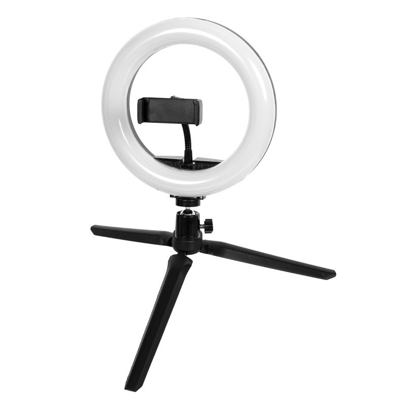 GloboStar® 75800 Professional Digital Ring Light Φ20cm LED SMD 20W 2000lm 180° DC 5V με Καλώδιο Τροφοδοσίας USB - Ενσωματωμένο Χειριστήριο Εναλλαγής Χρωμάτων & 1 Βάση Τηλεφώνου - Πολύχρωμο RGBW+WW Dimmable