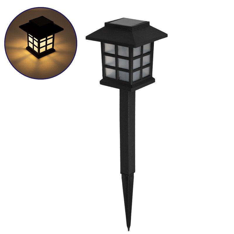 GLOBOSTAR® SOLARVERDE 71524 Διακοσμητικό Φωτιστικό Κήπου LED 1W 40lm 180° DC 5V με Φωτοβολταϊκό Panel 5V 0.1W & Επαναφορτιζόμενη Μπαταρία Li-ion 3.2V 300mAh Αδιάβροχο IP65 Θερμό Λευκό 2700K - Μ8.5 x Π8.5 x Υ23.5cm - 2 Χρόνια Εγγύηση