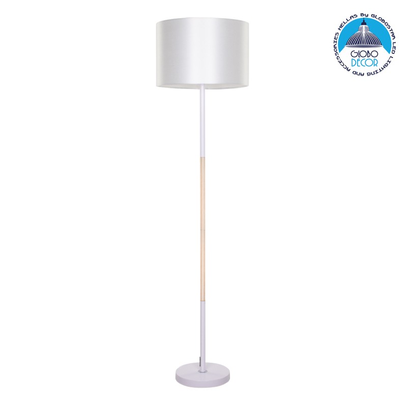 GLOBOSTAR® ASHLEY 00826 Μοντέρνο Επιδαπέδιο Φωτιστικό με Ντουί 1 x E27 AC 220-240V IP20 - Λευκό & Μπεζ - Μ40 x Π40 x Υ145cm