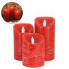 GLOBOSTAR® FIREFLAME 79558 Διακοσμητικό Κερί Παραφίνης με Εφέ Κινούμενης Φλόγας & IR Ασύρματο Χειριστήριο LED 0.5W 25lm 120° DC 3V με 2xAA Μπαταρίες IP20 Θερμό Λευκό 2700K Dimmable - Κόκκινο - Μ7.5 x Π7.5 x Υ15cm - Πακέτο 3 Τεμαχίων - 1 Χρόνο Εγγύηση