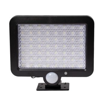 GLOBOSTAR® ZETA 71458 Προβολέας με Ανιχνευτή PIR / Αισθητήρα Κίνησης LED 10W 400lm 120° DC 5V με Φωτοβολταϊκό Panel 5V 1W & Επαναφορτιζόμενη Μπαταρία Li-ion 3.2V 2400mAh Αδιάβροχο IP65 Ψυχρό Λευκό 6000K - Sanan SMD Chip - Μαύρο - Μ15 x Π3.5 x Υ13cm - 