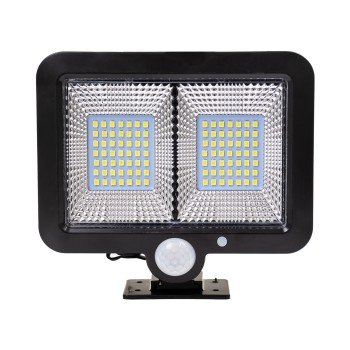 GLOBOSTAR® ZETA 71459 Προβολέας με Ανιχνευτή PIR / Αισθητήρα Κίνησης LED 20W 600lm 120° DC 5V με Φωτοβολταϊκό Panel 5V 1W & Επαναφορτιζόμενη Μπαταρία Li-ion 3.2V 2400mAh Αδιάβροχο IP65 Ψυχρό Λευκό 6000K - Sanan SMD Chip - Μαύρο - Μ15 x Π3.5 x Υ13cm - 