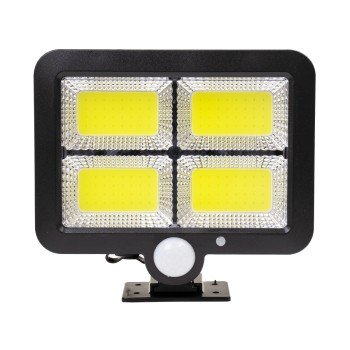 GLOBOSTAR® ZETA 71462 Προβολέας με Ανιχνευτή PIR / Αισθητήρα Κίνησης LED 20W 600lm 120° DC 5V με Φωτοβολταϊκό Panel 5V 1W & Επαναφορτιζόμενη Μπαταρία Li-ion 3.2V 2400mAh Αδιάβροχο IP65 Ψυχρό Λευκό 6000K - Sanan COB Chip - Μαύρο - Μ15 x Π3.5 x Υ13cm - 