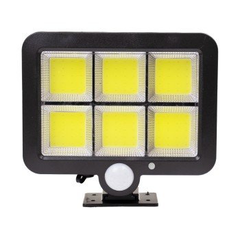 GLOBOSTAR® ZETA 71463 Προβολέας με Ανιχνευτή PIR / Αισθητήρα Κίνησης LED 20W 600lm 120° DC 5V με Φωτοβολταϊκό Panel 5V 1W & Επαναφορτιζόμενη Μπαταρία Li-ion 3.2V 2400mAh Αδιάβροχο IP65 Ψυχρό Λευκό 6000K - Sanan COB Chip - Μαύρο - Μ15 x Π3.5 x Υ13cm - 